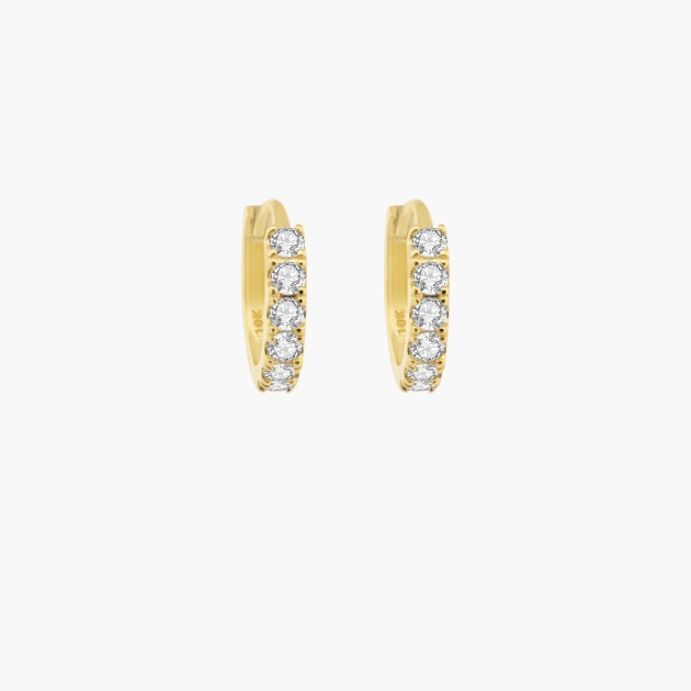 10K Yellow Gold Hoop Earrings with Lab Grown Diamond