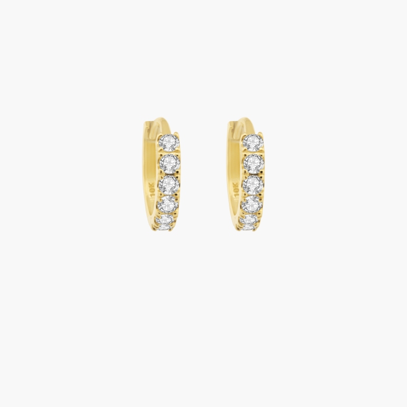 10K Yellow Gold Hoop Earrings with Lab Grown Diamond