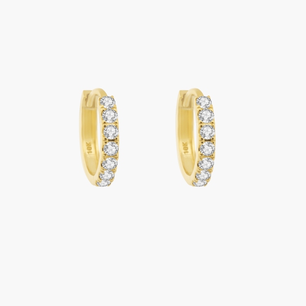 10k Yellow Gold Lab Grown Diamond Hoop Earrings