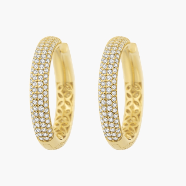 14k Yellow Gold Lab Grown Diamond Hoop Earrings