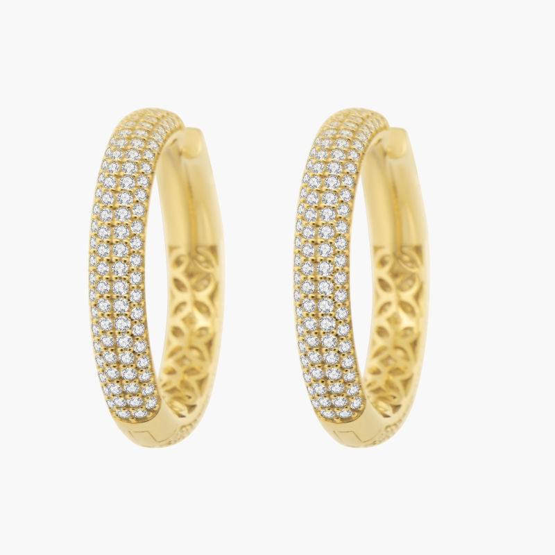 14k Yellow Gold Lab Grown Diamond Hoop Earrings