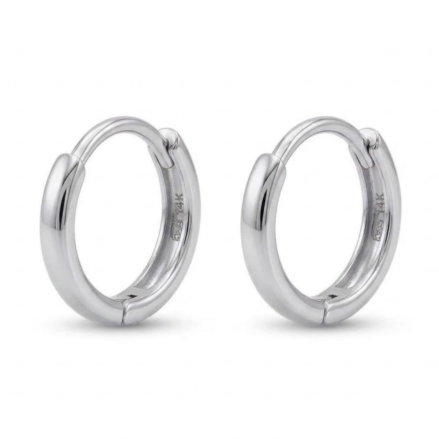 14k White Gold Mini Easy Huggie Hoop Earrings