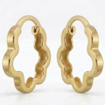 10K Yellow Gold Scalloped Flower Shaped Hoop Earrings